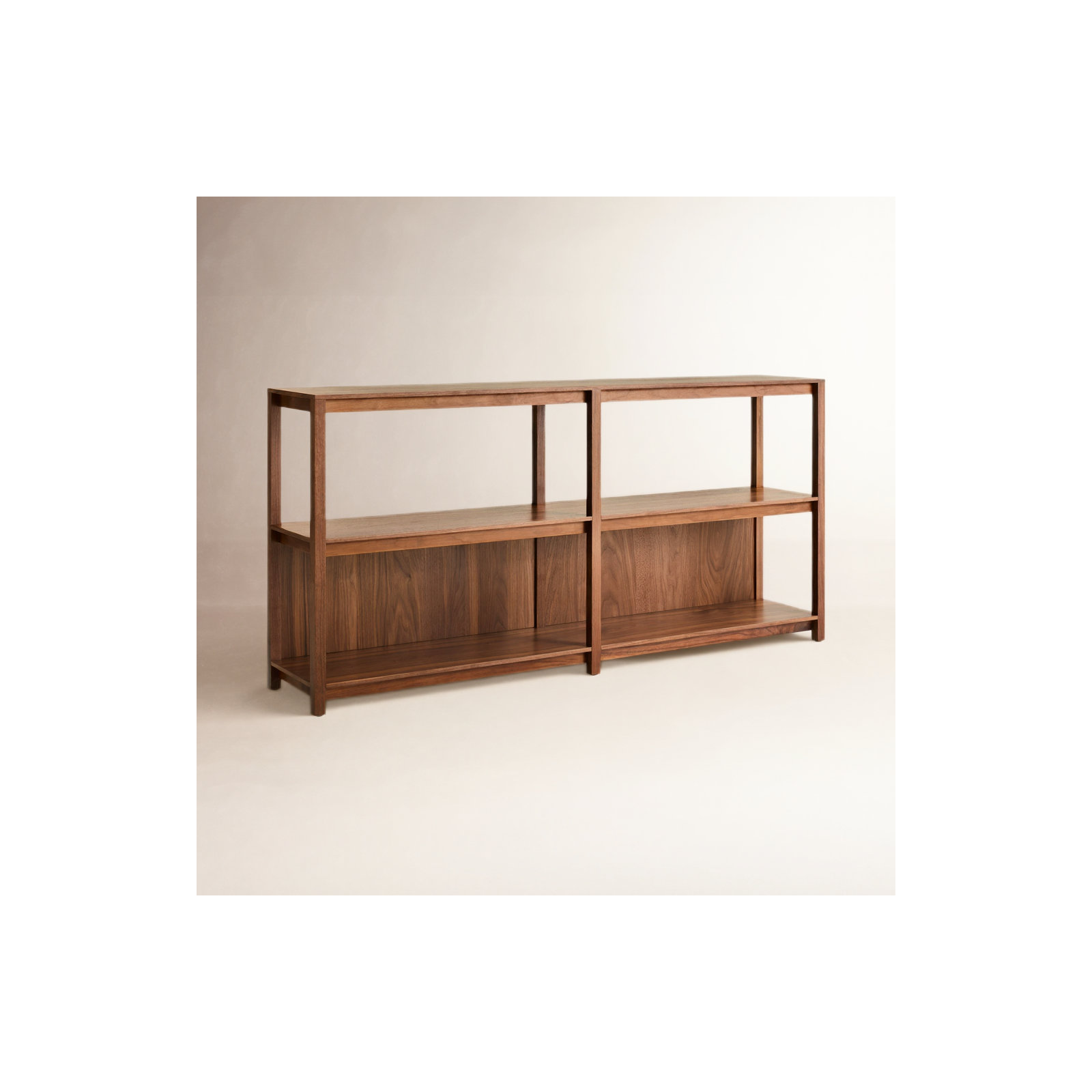 Open Plan Etagere Bookcase, (2 Shelves) 33" H x 68" W x 13" D, Walnut