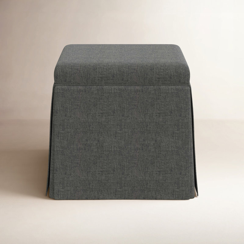 Bash Upholstered Storage Ottoman, Zuma Charcoal Textured Linen