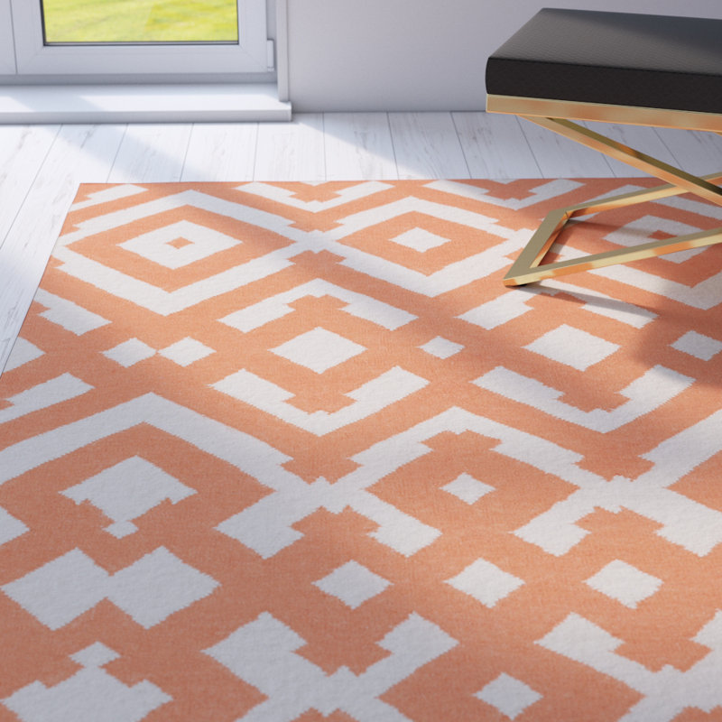 Hemel Ivory/Poppy Geometric Area Rug, 2' x 3'