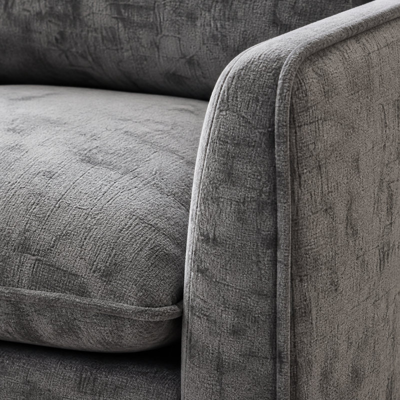Fauteuil pivotant à 360 degrés, fauteuil club rembourré en tissu chenille gris, pour salon et chambre