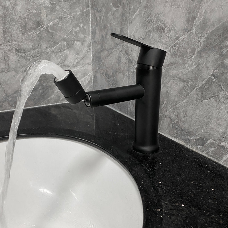 Stainless Steel Bathroom Faucet, Single Handle, Matte Black Finish For A Rust- And Stylish Vanity Sink Accessory Handle Choice, Construction Elegant