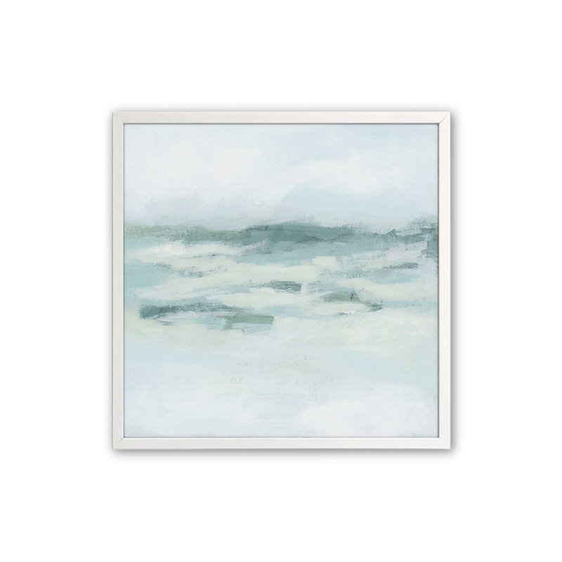 Doux océan turquoise, impression, H 21,5 po x l 21,5 po, Cadre ouvert à coins ouverts, blanc opaque