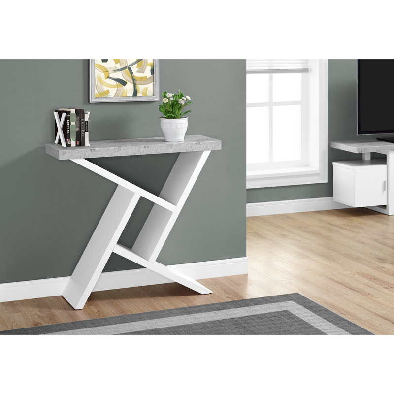 Console élégante pour chambre blanche - gris et stratifié avec base contemporaine spacieuse et surface rectangulaire multifonctionnelle pour salon