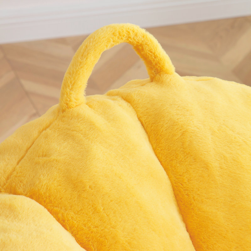 Fauteuil à billes avec repose-pieds, Jaune