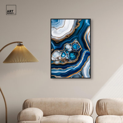 «Azure Alveoli II», art mural géode bleue par 