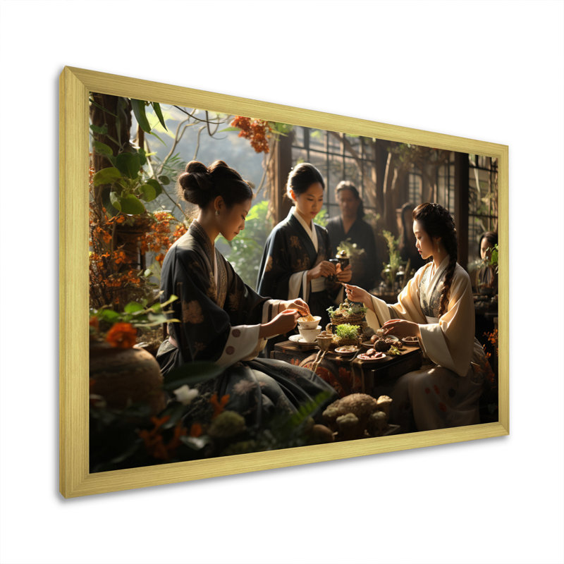 Asian Art Harmony In Tea VI " Asian Art Harmony In Tea VI ", 12" H x 20" W x 1" D, Gold Picture Framed