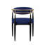 2 chaises d'appoint en tissu bleu, salle à manger contemporaine, cadre noir moderne avec revêtement inclus-1518320889