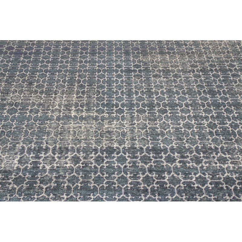 Distressed Homage Hand Knotted Wool Area Rug, Rectangle 10' x 14'
