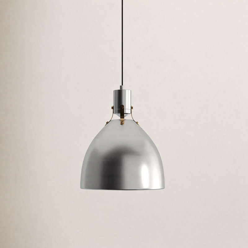 Uma 1-Light Dimmable LED Single Pendant , 17" H x 14.13" W x 14.13" D, Satin Nickel