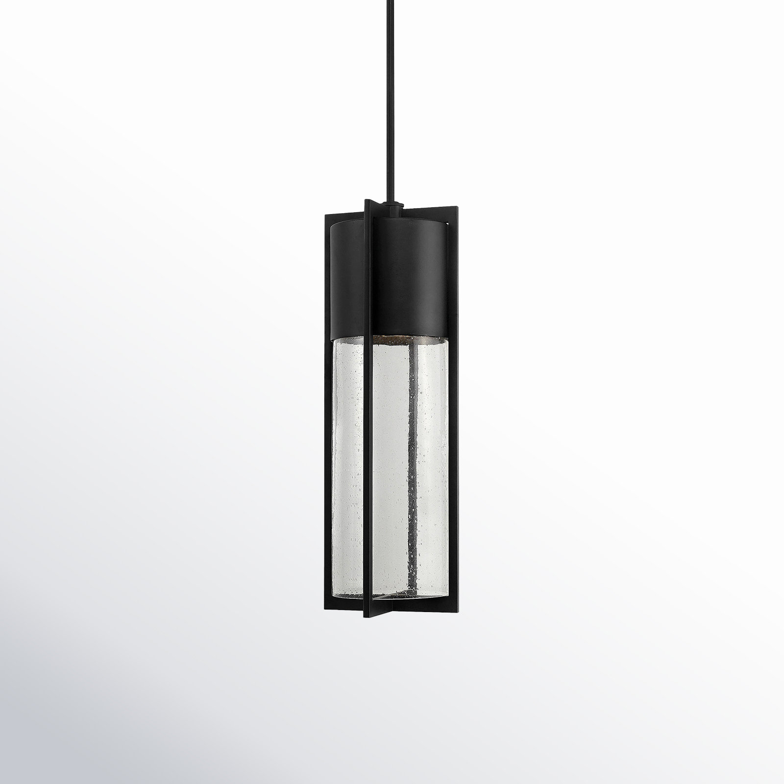 Bandit Seeded Outdoor Pendant, 21.75" H x 6.25" W, Incandescent, Black