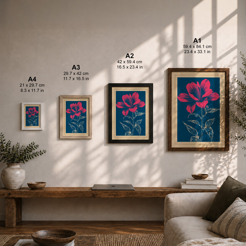 Magenta Study Botanical - Framed Print, A1 - 84.1 x 59.4 cm, Oak