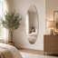 Miroir mural ovale sans cadre 65 po x 21 po avec verre argenté sans cuivre et fixation flexible