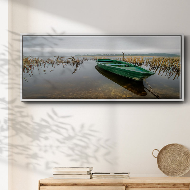 «Green One», peinture sur toile encadrée, H 24 po x l 60 po, Blanc
