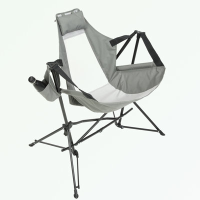 Chaise de jardin pliante avec porte-gobelet et dossier réglable