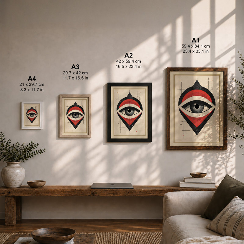 Eye Symbol Geometric - Print, A4 - 29.7 x 21.0 cm, White