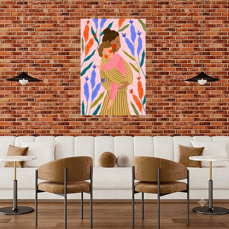 Gentle Mother'S Embrace Peaceful Serene Contemporary Nature Flower Wall Art Print 1 Piece Wrapped Canvas Wall Art