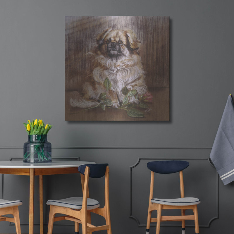 «Tibetan Spaniel 1» par Barbara Keith, art mural en métal, H 36 po x l 36 po