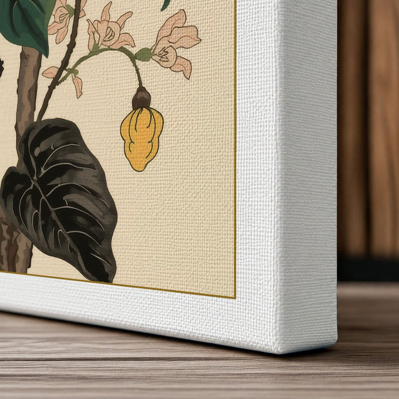 Golden Hibiscus Bloom Botanical - Wrapped Canvas, 18x12 - 45.7 x 30.5 cm, White Border