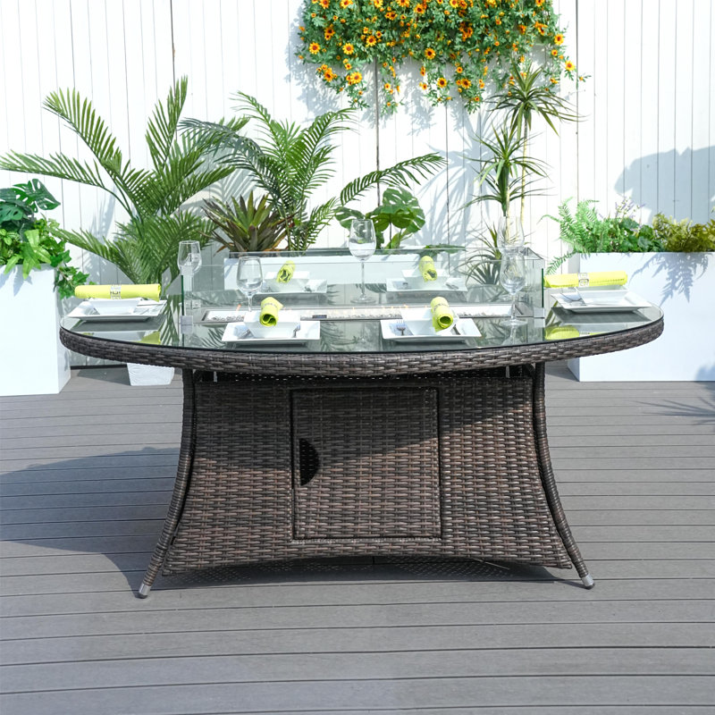 Table de foyer d'extérieur au propane en aluminium avec couvercle H 28,34 po x l 70,87 po Jaye