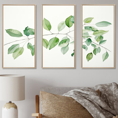 Green Leaves Scenery Minimalism - Leaves Wall Decor Set