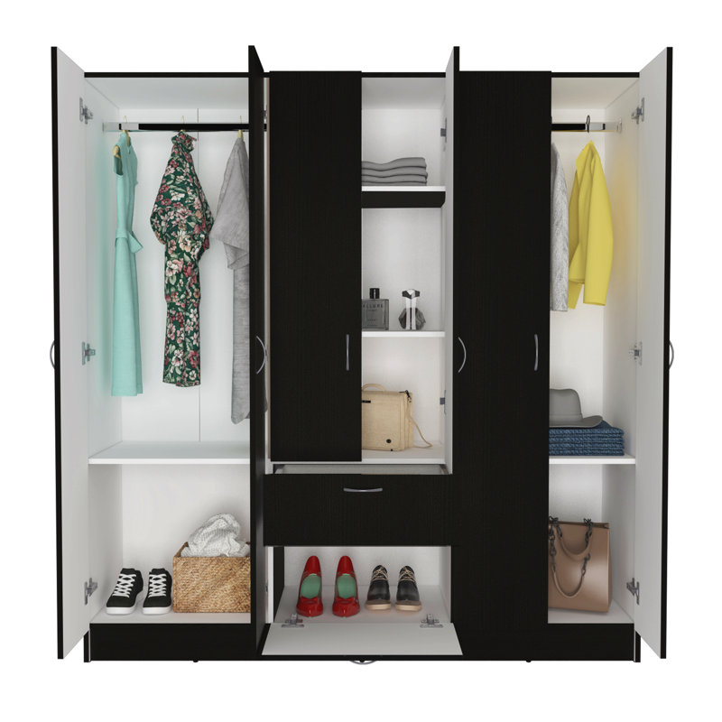 Armoire à six portes, trois armoires, chaussures à tiroirs cachés