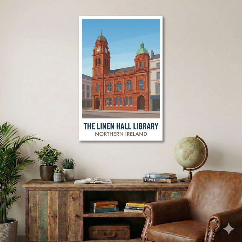 The Linen Hall Library, Northern Ireland - Redbrick Romance And Timeless Books. Giclee Print On Wrapped Canvas. Wall Art, Home Decor - Iconic Buildings & Architecture, Northern Ireland - Wrapped Canvas Print