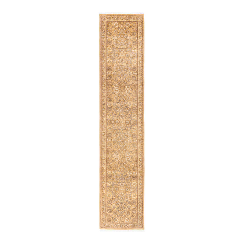 Handmade Yellow Wool Traditional Runner Rug