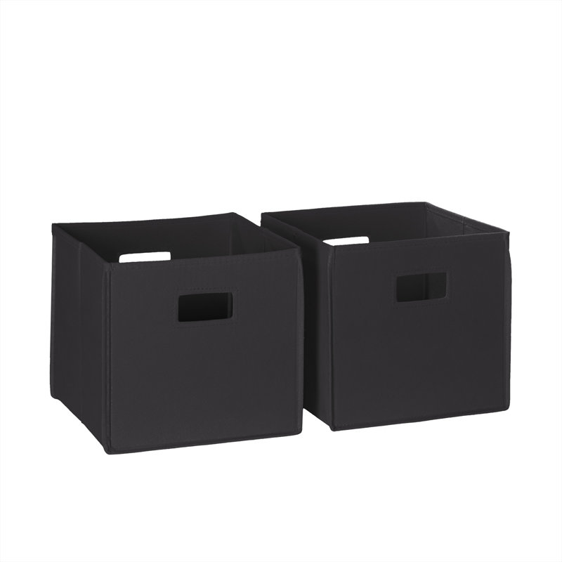 RiverRidge Kids 2pc Fabric Collapsible Storage Cube Organizers with Handles for Playroom Organization - Black, Black