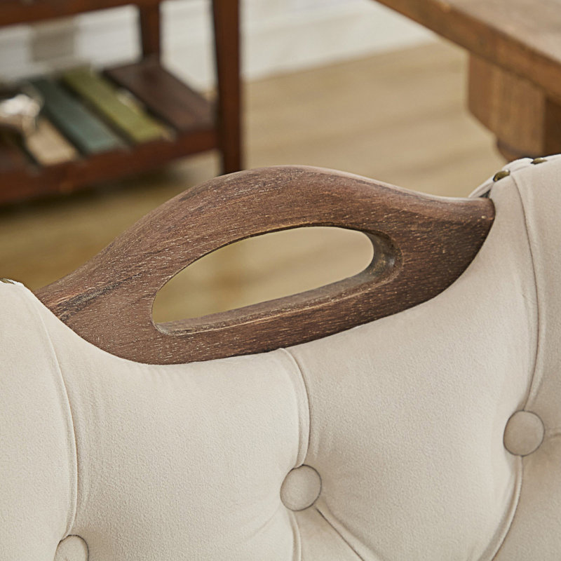 Dining Chair With Tufted Trim, Beige