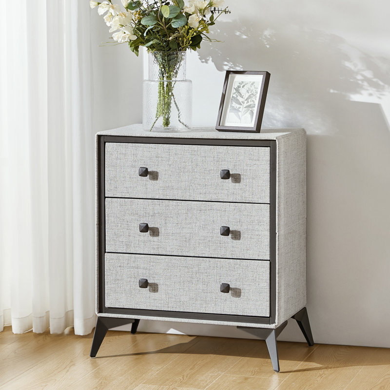 Flavio 3 Drawer Storage Dresser, Light Gray