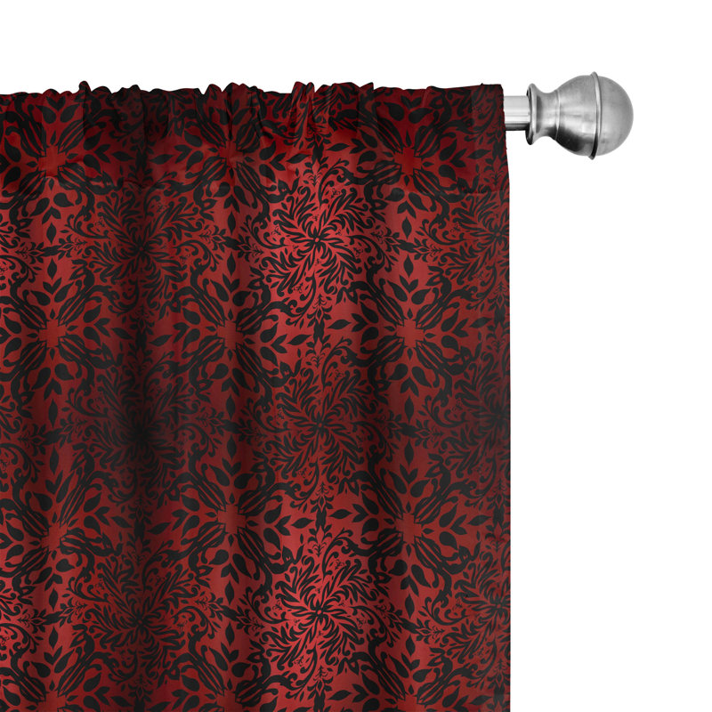 Flowers and Leaves Semi-Sheer Rod Pocket Curtain Panels, 28" x 63"