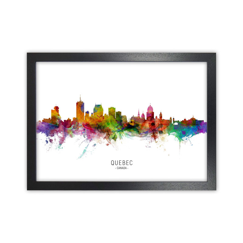 Quebec Canada Skyline by Michael Tompsett - Print, Black Framed, 25cm H x 34cm W x 3cm D
