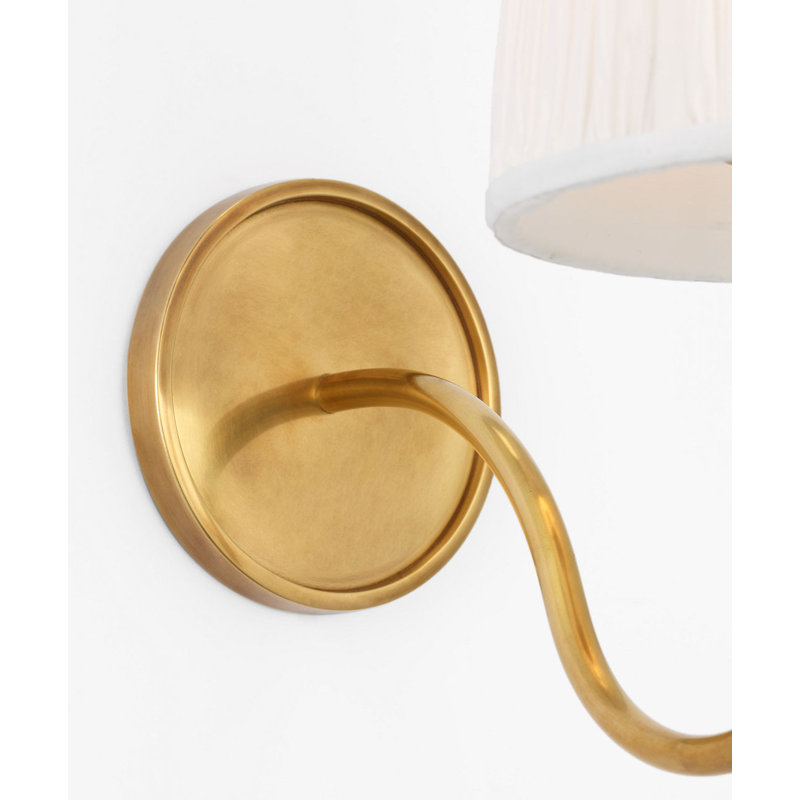 Lyndsie Small Cordless Sconce with Silk Pleated Shade, Hand-Rubbed Antique Brass