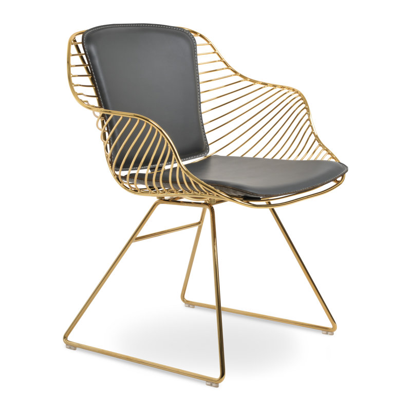 Fauteuil Zebra en or, Similicuir gris foncé