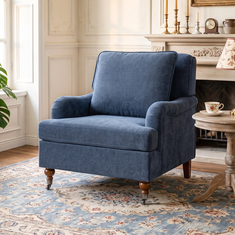 Chaise d'appoint Mid-Century avec coussins, Blue