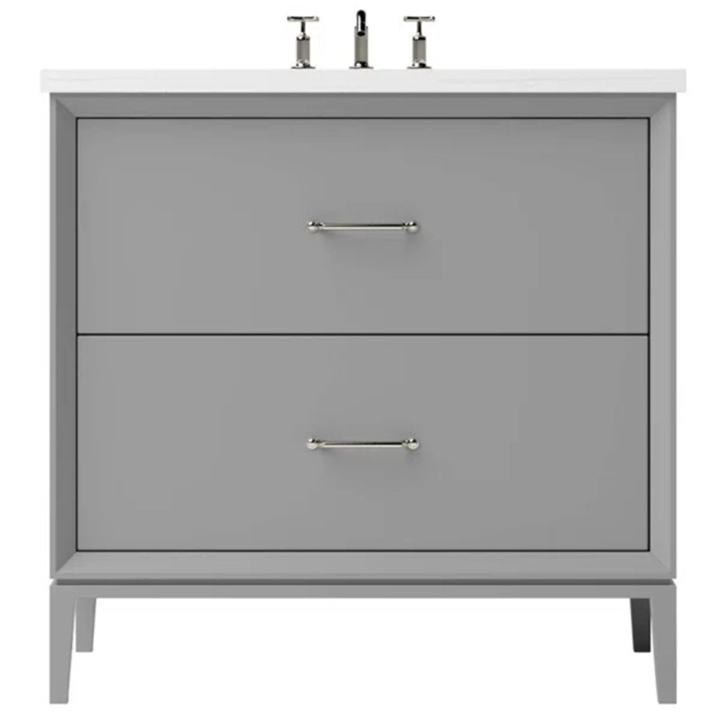Alexandra Two-Drawer Single Bath Vanity, Satin Nickel, 42", Platinum Gray