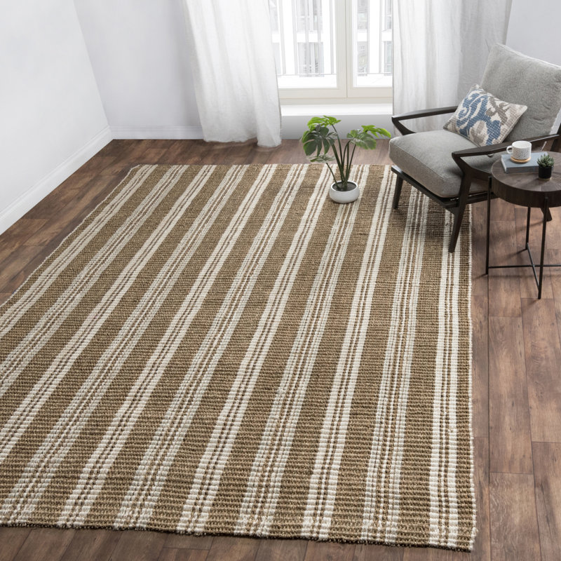 Catara Flatweave Bamboo Slat / Seagrass Striped Area Rug, Rectangle 8' x 10'