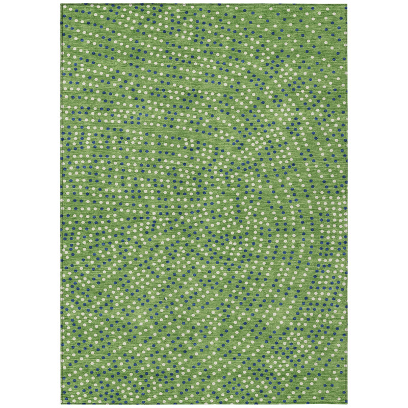 Tapis intérieur lavable à pois vert 9 pi x 12 pi