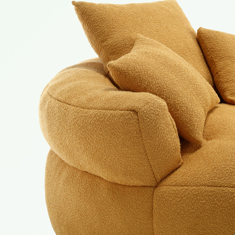 Chenille single sofa with pillows, Yellow