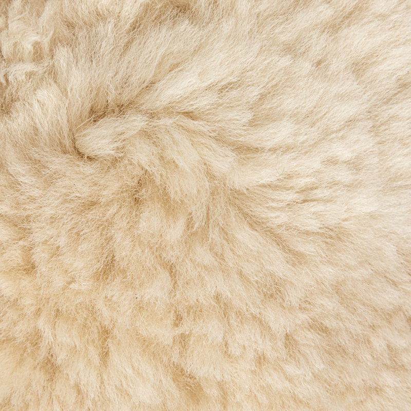 Cream Sheepskin Round Pillow with Polyester Insert