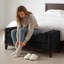 Grand banc de repose-pieds rembourré en tissu Boucle avec coussins - banc de fenêtre rembourré confortable pour le salon, banc d'entrée avec structure en bois massif, sièges confortables avec tissu bouclé doux de qualité supérieure, assemblage fac-1483223620