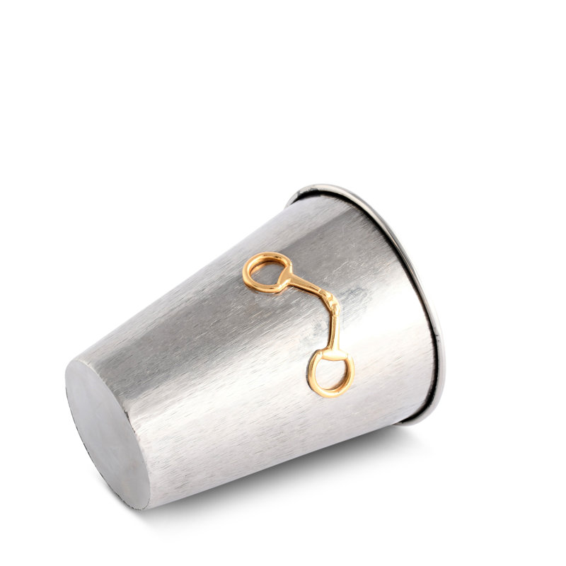 Handmade Stainless Steel Mint Julep Cup with Gold Accent