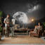 Papier peint montagne amovible Starry Night-586625651-586625615