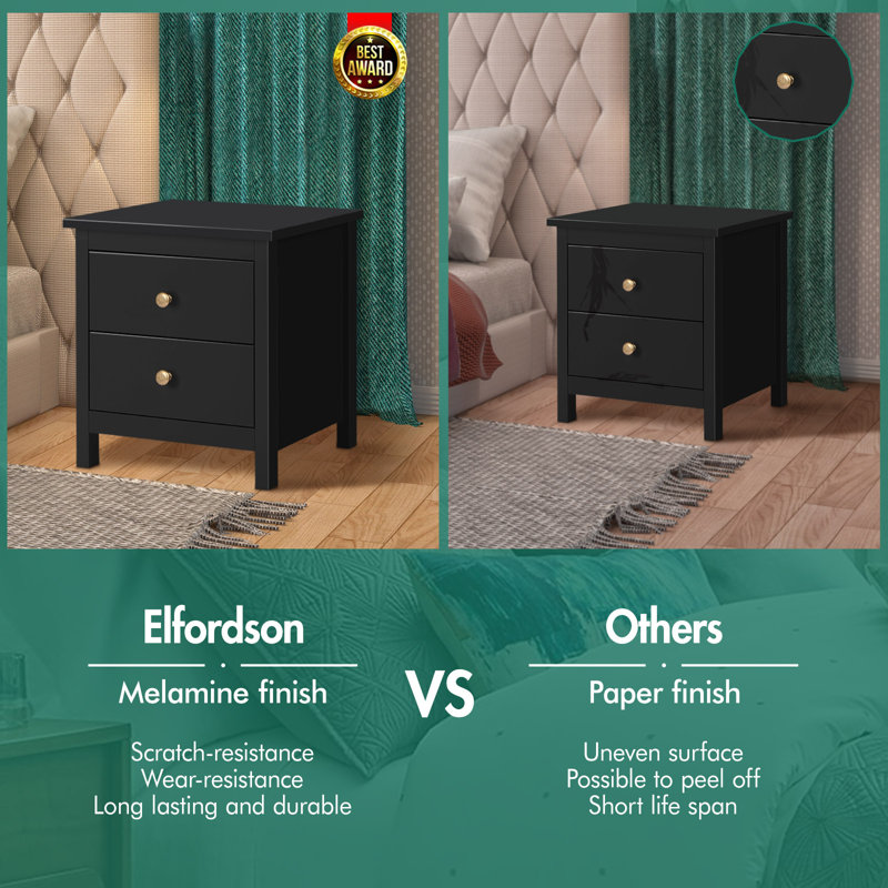 50 cm W Bedside Table, Black