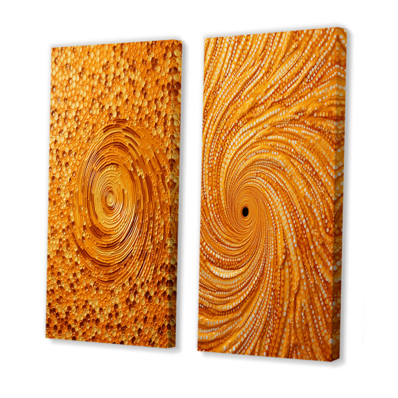 «Abstract Orange Swirl Collages II», ensemble de 2 reproductions d'art abstrait, H 28 po x l 25 po, Toile tendue