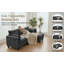 Canapé en chenille noir avec ports USB et poches latérales, canapé compact 2 places-958810871