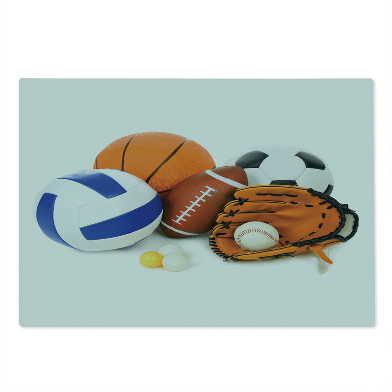 Ambesonne Sports Cutting Board Large Size Ping Pong Volleyball Print Multicolor