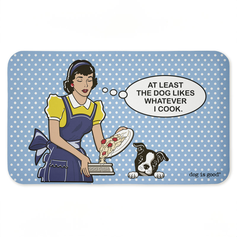 Tapis de cuisine ergonomique rembourré Dog Likes, «Dog Likes I Cook»