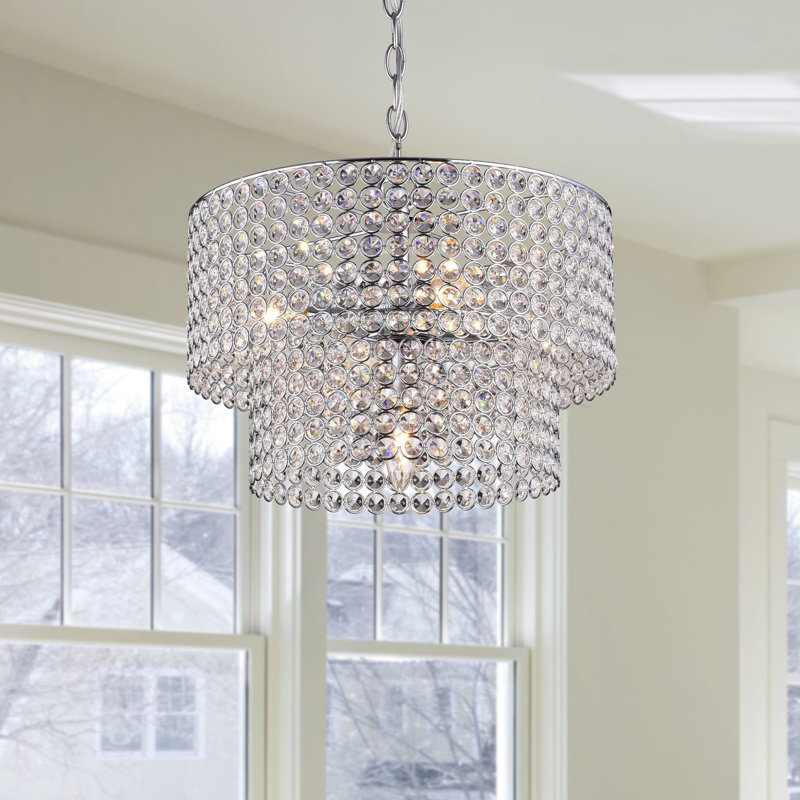 Lustre chromé à niveaux unique à 5 lumières de 14 po Trefann