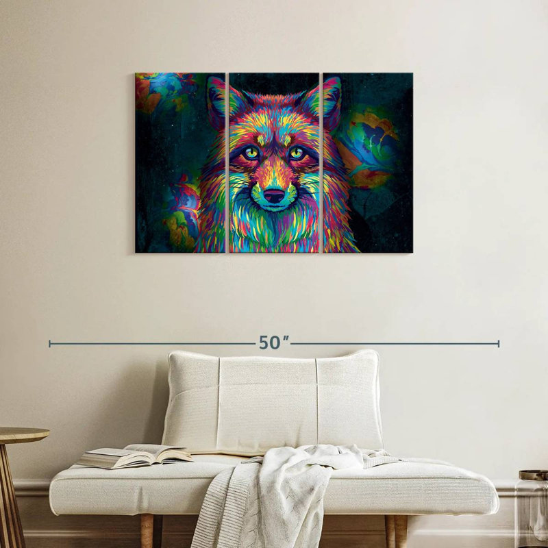 Brampt Rainbow Colored Fox, 24" H x 38" W